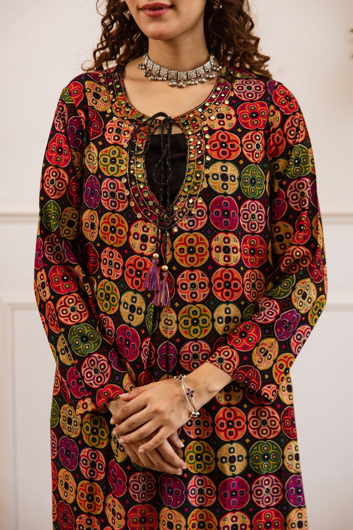 Nehamta Women's Multicolor German Rayon Kurta & Palazzo Set