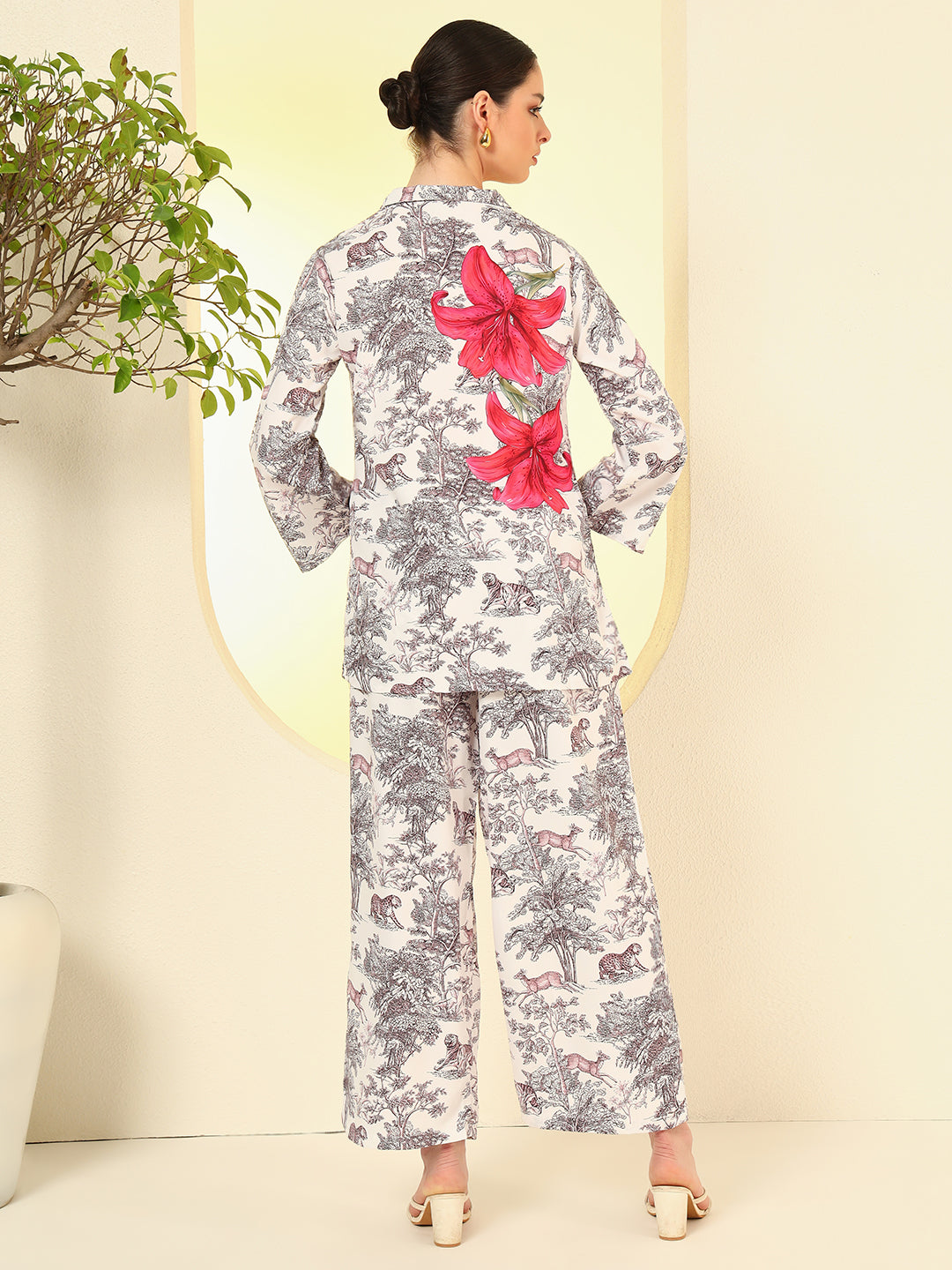 Nehamta Women's White Polyester Co-Ord Set