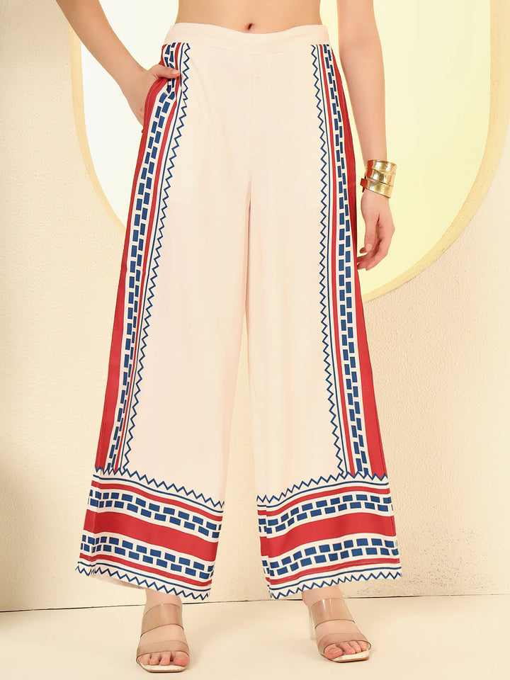 Nehamta Women's Cream Polyester Co-Ord Set