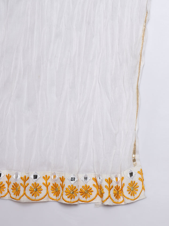 Embellished Lurex Art Silk Solid White Women Dupatta