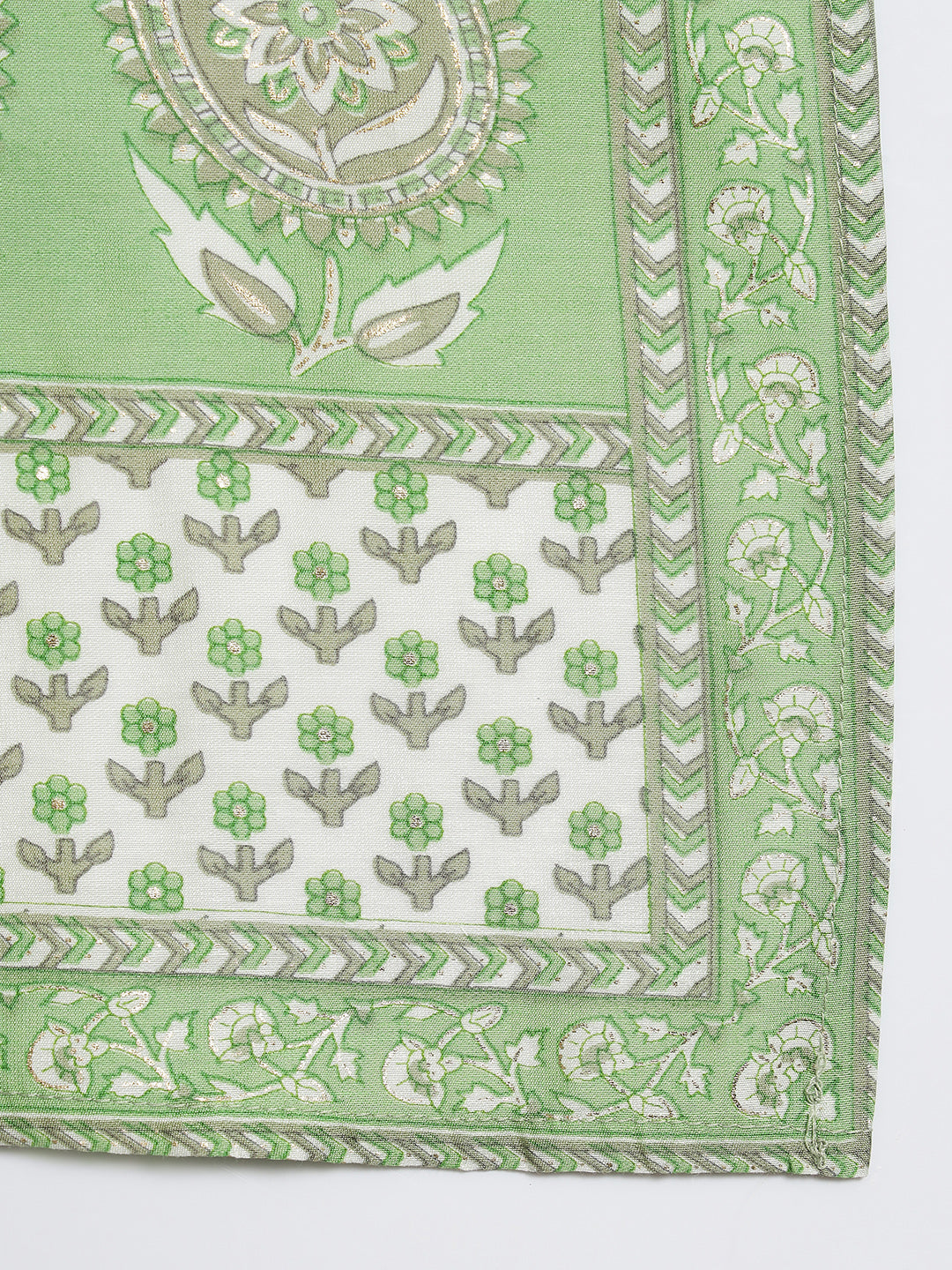 Lurex Art Silk Geometric Print Foil Print Green Women Dupatta