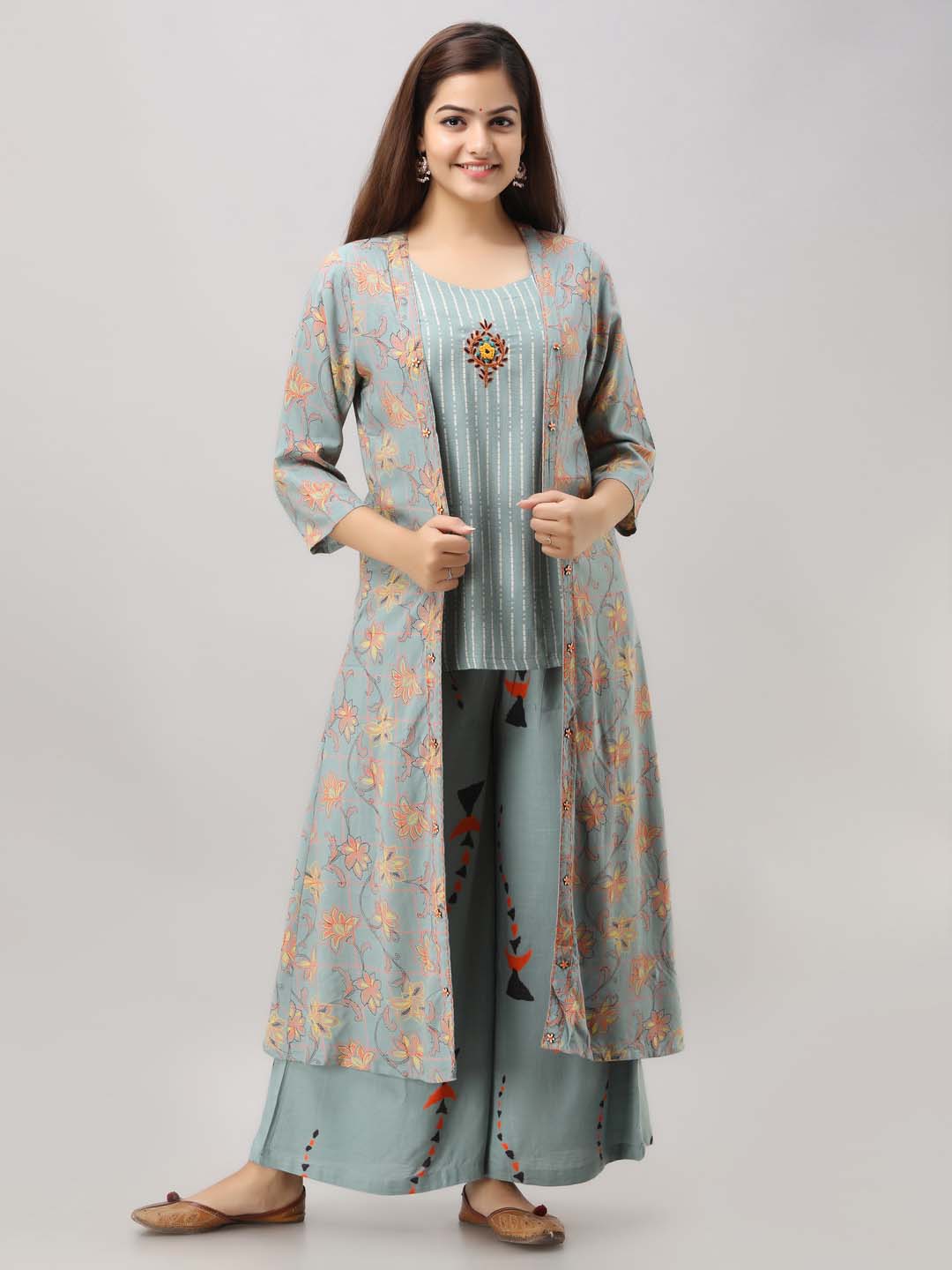 Buy online Women Kurta Sharara Set With Shrug from ethnic wear for Women by  Purple State for ₹2000 at 60% off | 2024 Limeroad.com