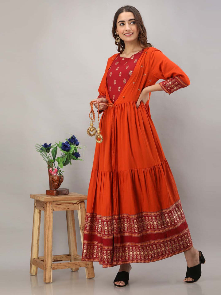 Orange Anarkali Designer Kurta for Women