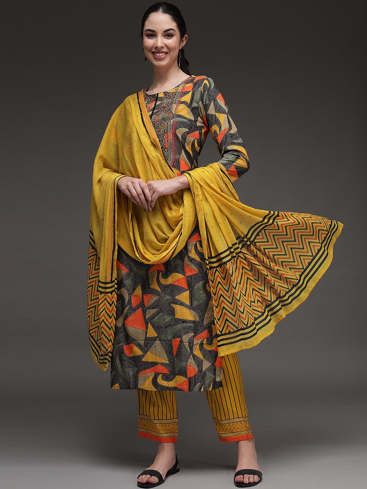 Women's Multicolor Rayon Straight Ethnic Set