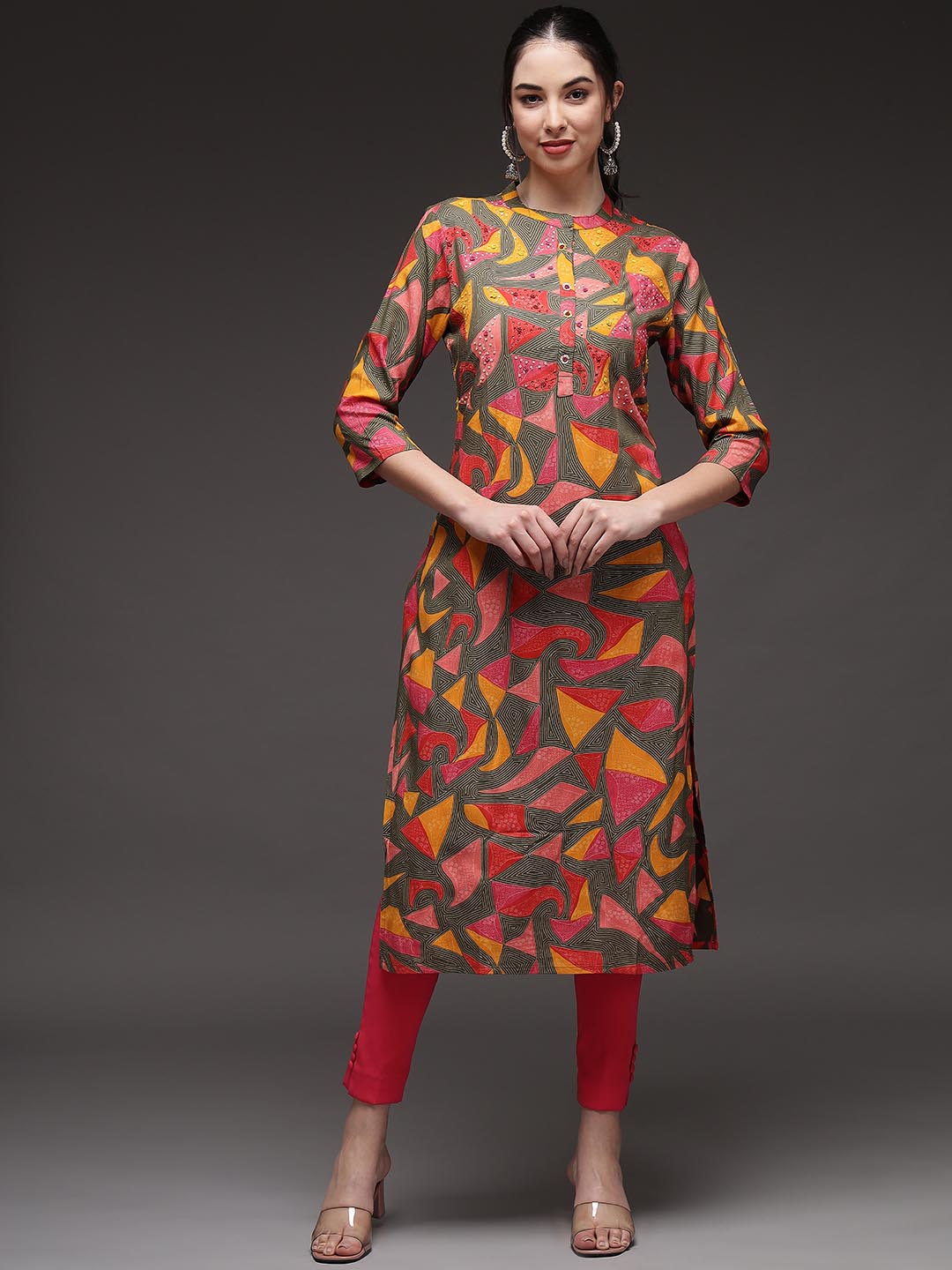 Women's Multicolor Rayon Straight Kurta