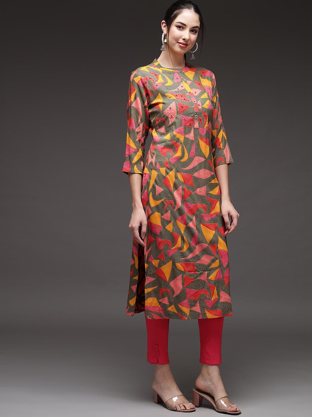 Women's Multicolor Rayon Straight Kurta