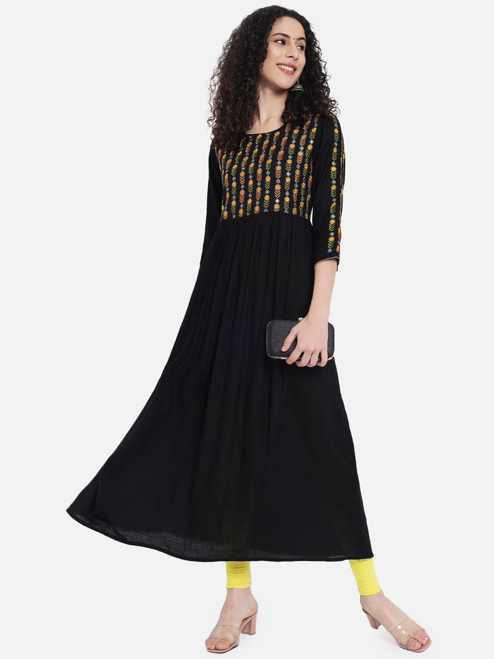 Women's Black Embroidered Dress