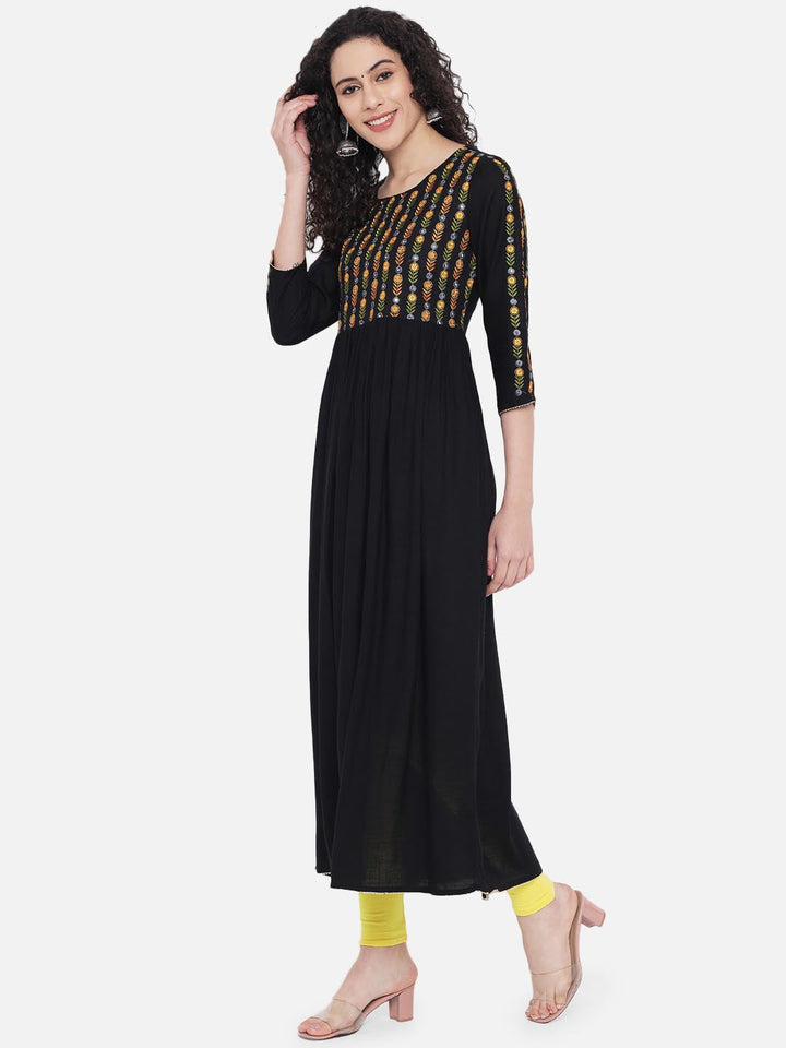 Women's Black Embroidered Dress