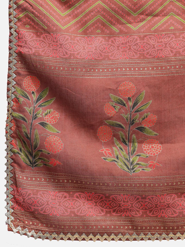 Women's Rust Floral Printed Kurta set