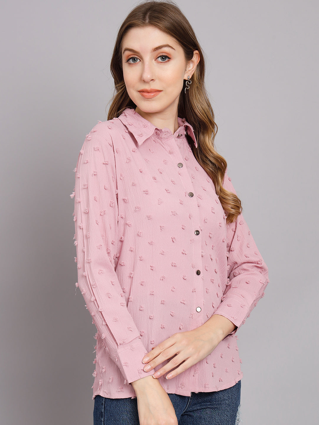 Women's Pink Chiffon Straight Shirt