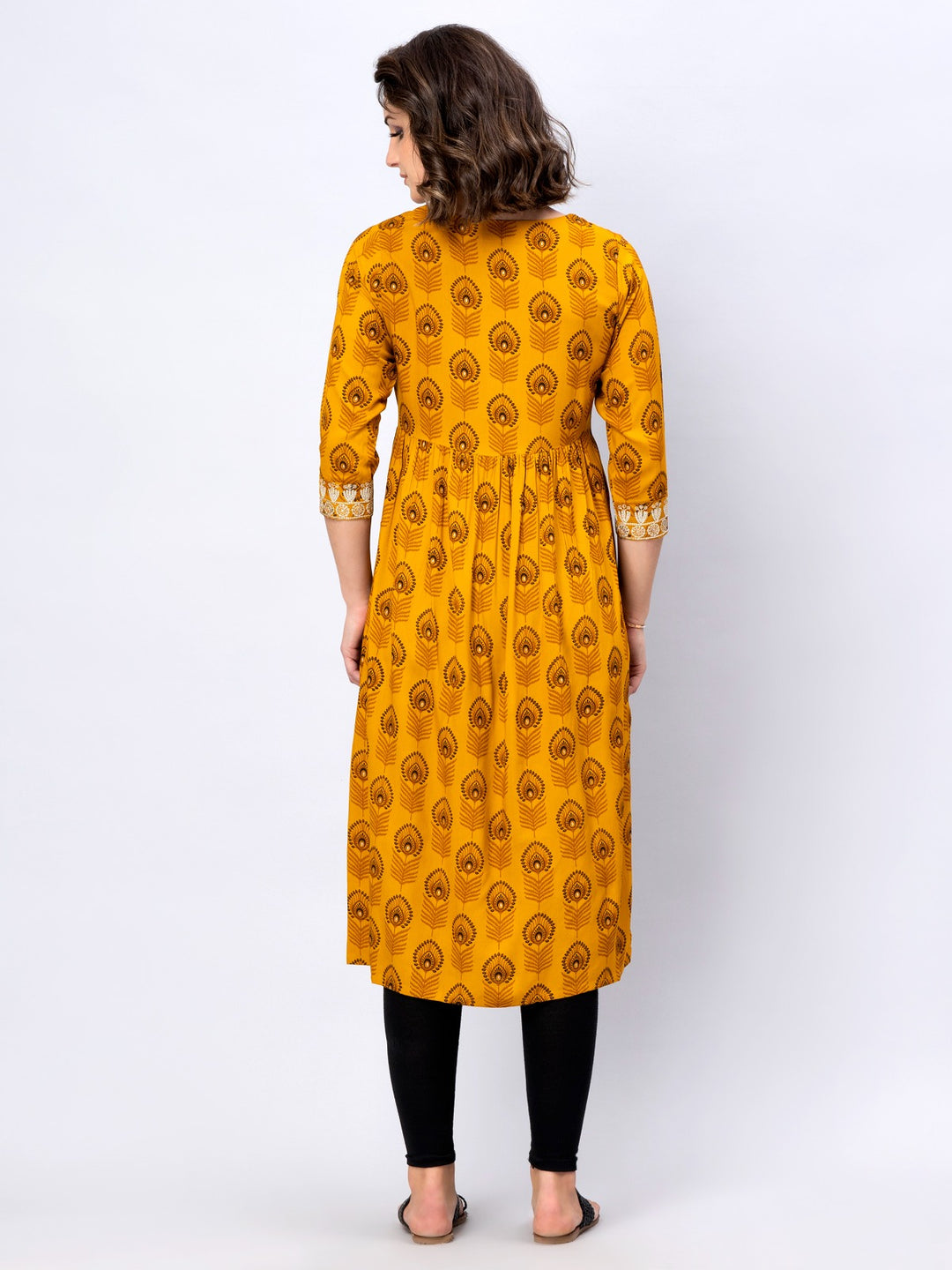 Women's Mustard Rayon staple Alia Cut A-Line Kurta