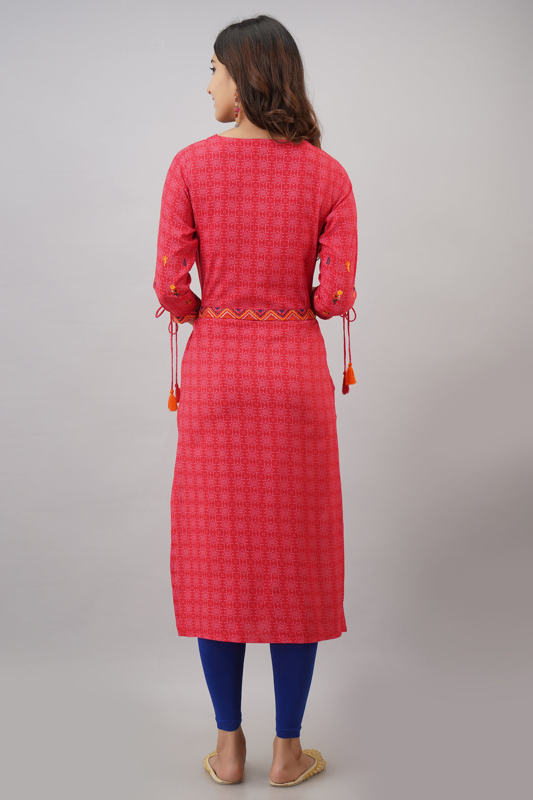 Rayon Straight Red Color Womens Kurta