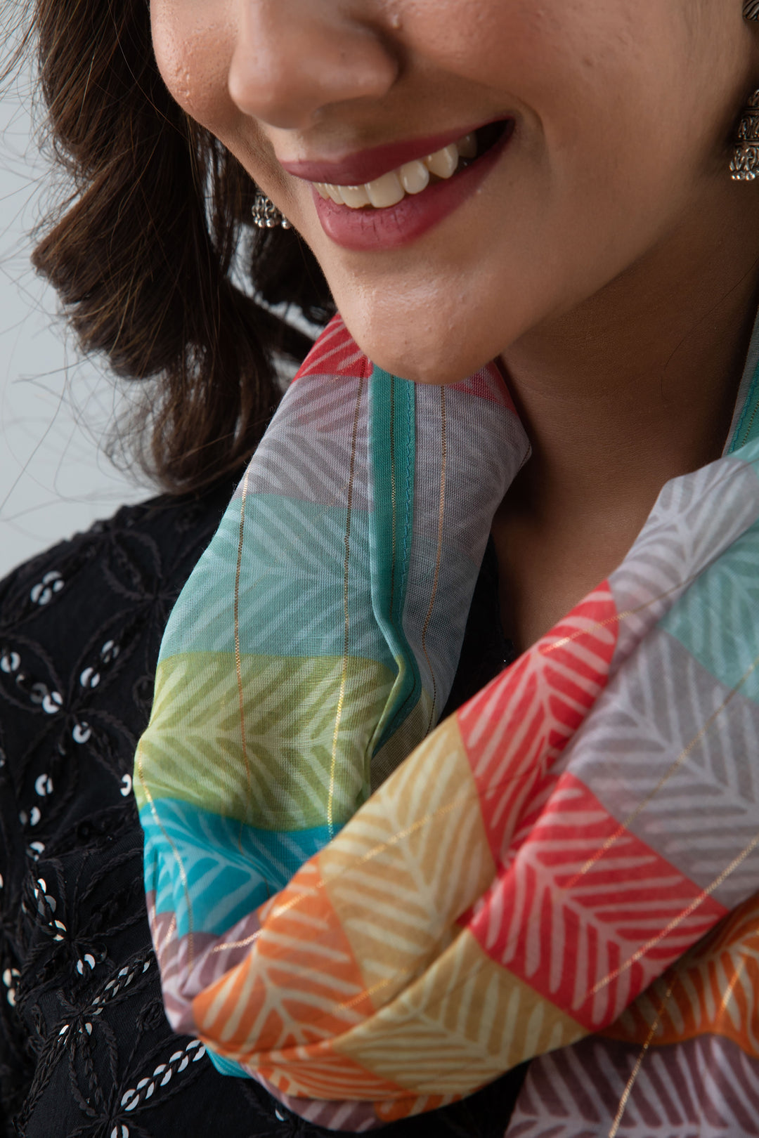 Art Silk Striped Multicolor Women Dupatta