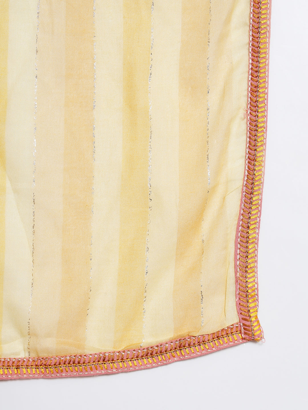 Mulmul Striped Foil Print Mustard Women Stole Scarf