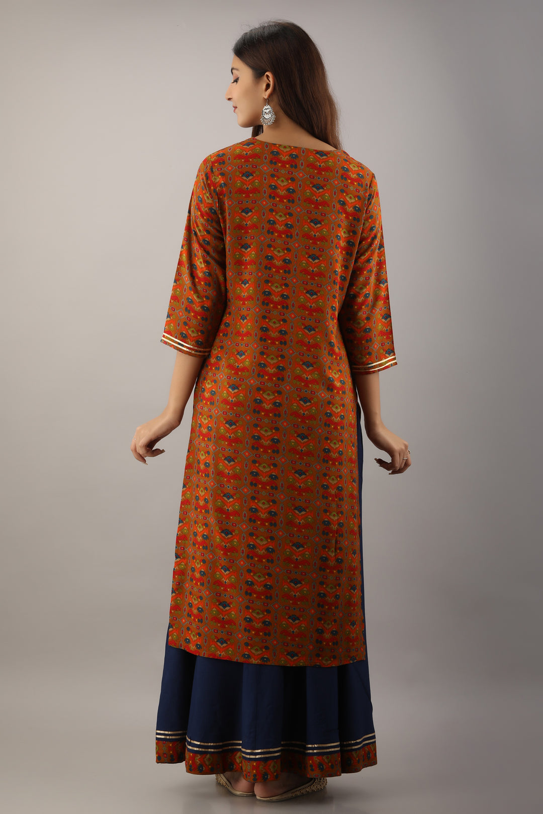 Multicolor Rayon Straight Womens Kurta with Skirt Set